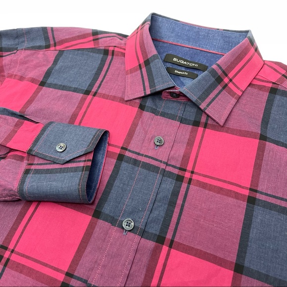 Bugatchi Shaped Fit Long Sleeve Button Front Shirt